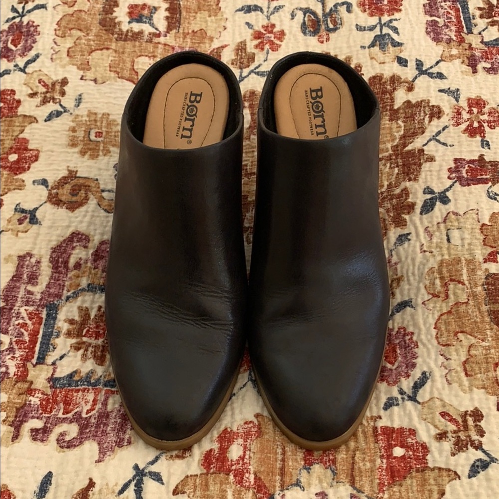 Born Eustis leather block heel mules